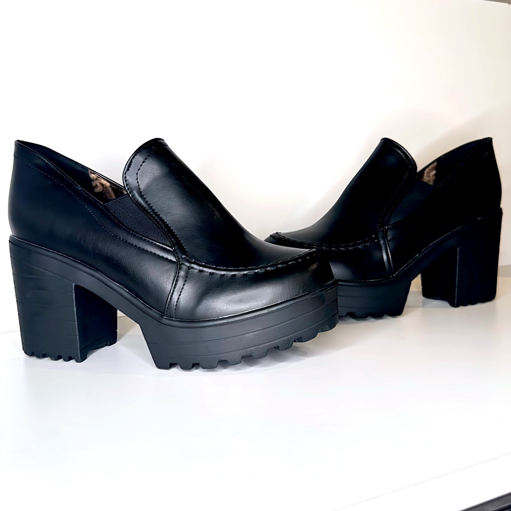 New Black Platform Loafers Chunky Size 9 • EU 41 🖤